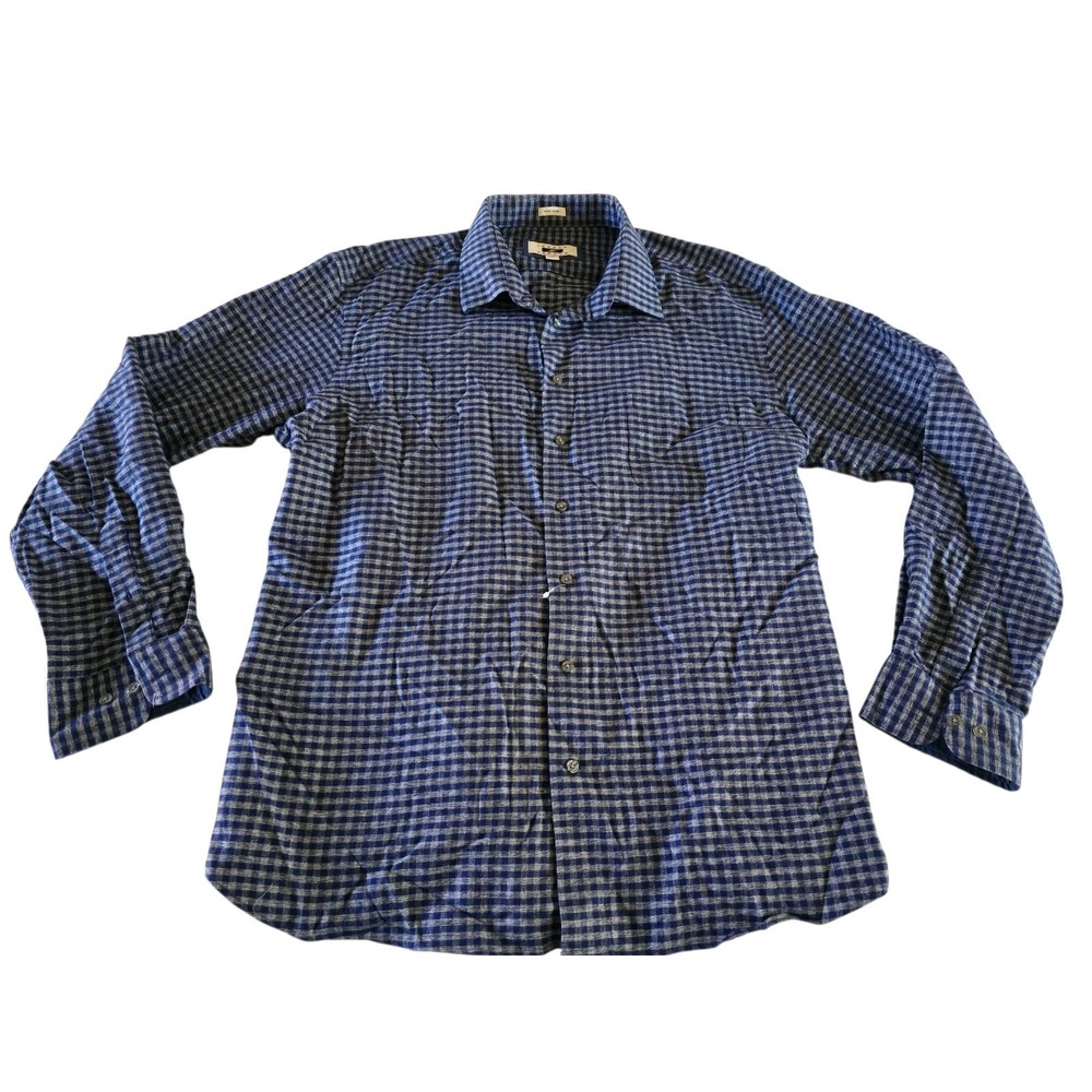Joseph Abboud‎ Mens Button Front Long Sleeve Shirt Size 3XLT Non Iron Blue Plaid